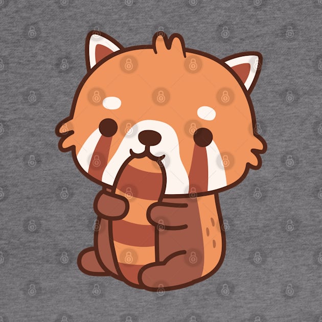 Cute Red Panda Biting On Its Tail by rustydoodle